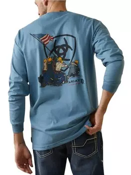 Огнестойкая рабочая футболка стального синего цвета с поднятием флага Ariat