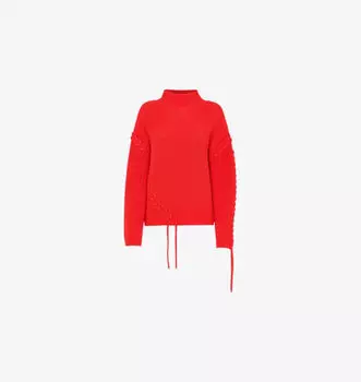 Ограниченная серия трикотажного джемпера из смеси хлопка и шнуровки в рубчик Whistles, красный