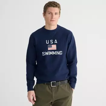 Ограниченная серия usa swimming x heritage 14 унций. Флисовая толстовка с рисунком J.Crew, синий