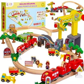 Огромная деревянная железная дорога, поезд на батарейках, кран - Винни Пух путешествует на поезде Doris