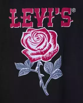 Огромная футболка из органического хлопка для девочек Western Roses Levi's, черный