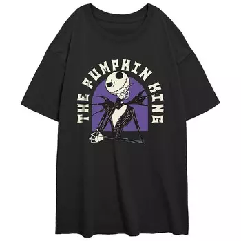 Огромная футболка с рисунком для детей Disney's «Кошмар перед Рождеством» Джека Скеллингтона и Тыквенного короля, черный