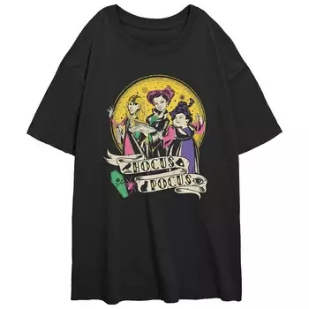 Огромная футболка с рисунком для подростков в стиле ретро Disney's Hocus Pocus Sanderson Sisters, черный