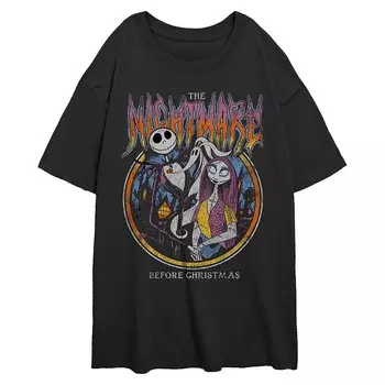 Огромная футболка с рисунком Джека и Салли Стэмп для детей Disney «Кошмар перед Рождеством», черный