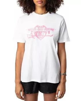 Огромная футболка Zadig & Voltaire Hello Stop Breaking Hearts, белый