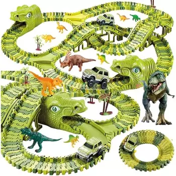 Огромная гоночная трасса, Гибкая автомобильная трасса, Динопарк, Парк динозавров Doris