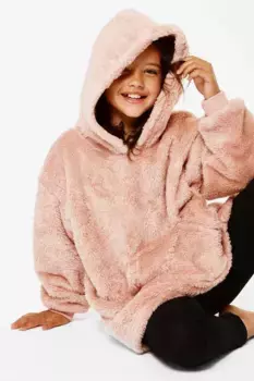 Огромное флисовое одеяло с капюшоном Teddy Giant, которое можно носить Brentfords, розовый
