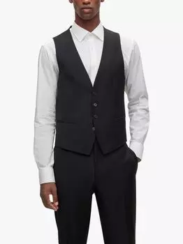 Огромный жилет из смесовой шерсти HUGO BOSS, черный