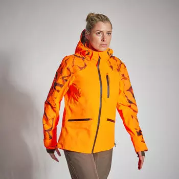 Охотничья куртка/дождевик женский SUPERTRACK 500 оранжевый SOLOGNAC, неоновый оранжевый psa