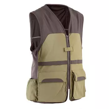 Охотничий жилет 500 светло-зеленый дышащий SOLOGNAC, хаки/хаки черный