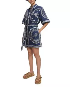 Океан мини-платье из льна Almais, синий