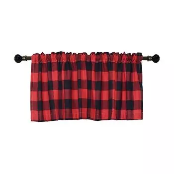 Оконные балдахины в клетку для фермерского дома, стильные, мягкие, шелковистые и мятые, функциональные шторы для кухни/гостиной, синие Stuttg, красный
