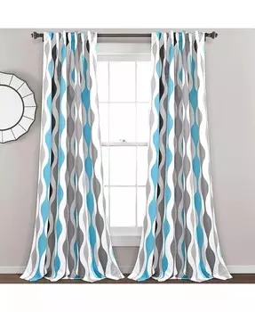 Оконные шторы Mid Century Geo с фильтрацией света Lush Decor, синий