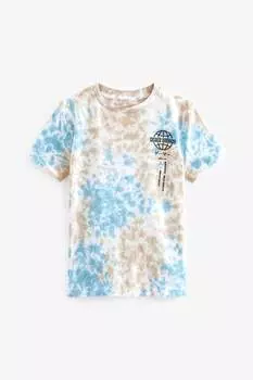 Окрашенная рубашка с короткими рукавами Next, синий