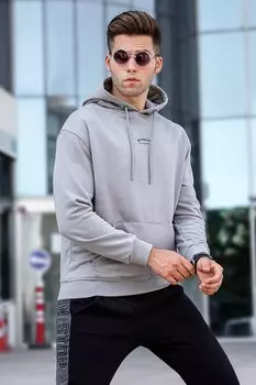 Окрашенная серая мужская толстовка 5314 MADMEXT