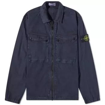 Окрашенная в одежде рубашка Stone Island с двумя карманами и молнией