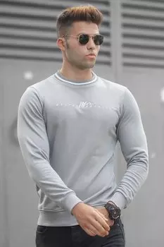 Окрашенный серый трикотажный мужской свитер 5288 MADMEXT