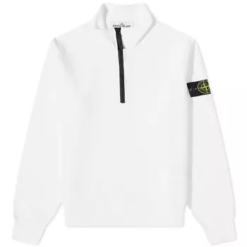 Толстовка Stone Island Garment Dyed с застежкой-молнией на половину длины, белый