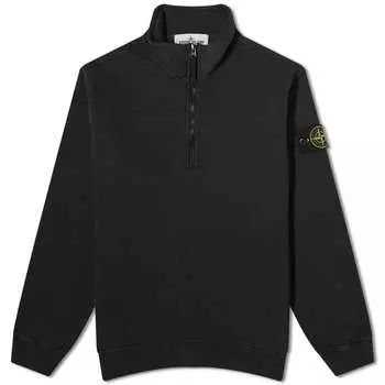 Окрашенный в одежде спортивный свитер Stone Island на молнии до половины, черный