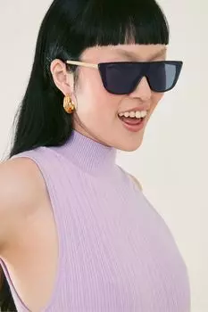 Округлые солнцезащитные очки с плоской верхушкой Accessorize, черный