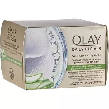 OLAY Daily Facials Активируемые водой сухие салфетки 5 в 1 Очищающая сила