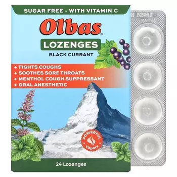 Olbas Therapeutic Пастилки с маслом олбас со вкусом черной смородины Без сахара 24 пастилки