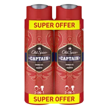 Old Spice Captain гель для душа и шампунь для мужчин, 2х400 мл/1 упаковка.