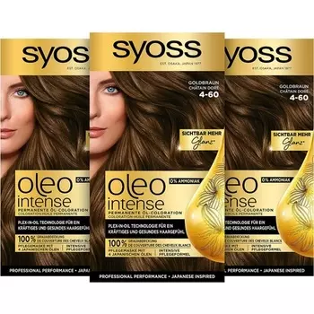 Oleo Intense Permanent Oil Coloring 4-60 Золотисто-коричневый с питательным маслом и без аммиака 115 мл, Syoss