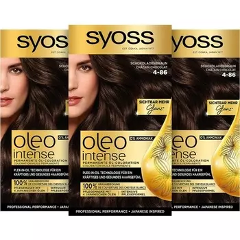 Oleo Intense Permanent Oil Colouring 4-86 Шоколадно-коричневый с питательным маслом и аммиаком 115 мл, Syoss