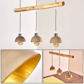 »Oliero« современный подвесной светильник из бетона/дерева в бетоне/золоте hofstein, коричневый