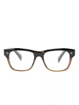 Oliver Peoples очки в оправе трапециевидной формы с зебровым узором, коричневый