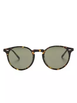 Oliver Peoples солнцезащитные очки N02 в круглой оправе, коричневый