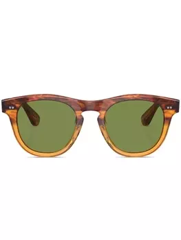 Oliver Peoples солнцезащитные очки Rorke в круглой оправе, коричневый