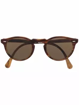 Oliver Peoples солнцезащитные очки в круглой оправе, коричневый
