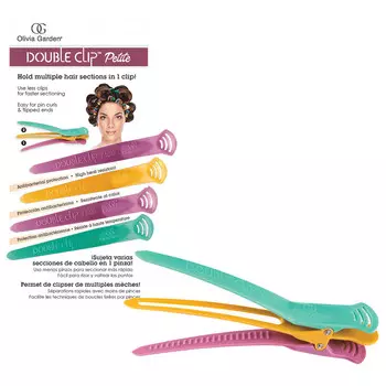 Olivia Garden с двойной клипсой для миниатюрных размеров | Заколки двойные 4 шт (маленькие, разноцветные)