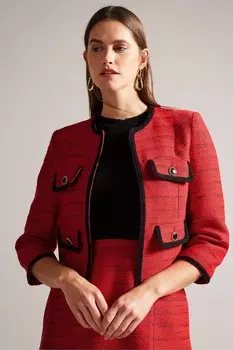 Оливановый жакет из ткани букле Ted Baker, красный