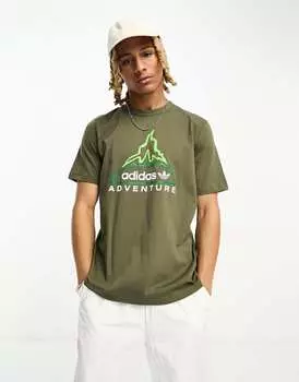 Оливковая футболка с вулканом adidas Originals Adventure