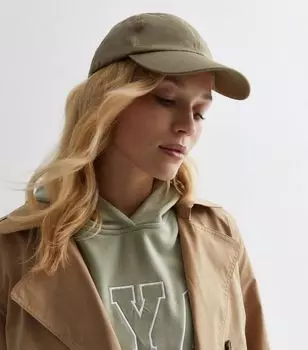 Оливковая однотонная хлопковая кепка New Look, оливковый