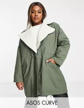 Оливковая парка с водопадом ASOS DESIGN Curve