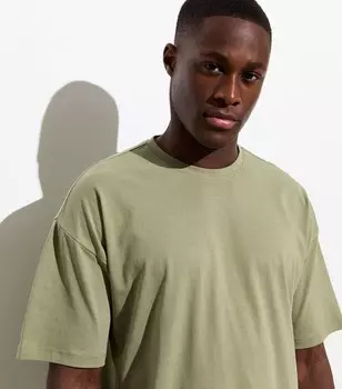 Оливковая свободная футболка с круглым вырезом New Look, оливковый