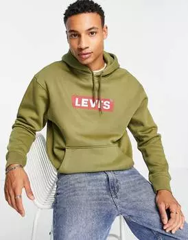 Оливково-зеленая худи с логотипом Levi's