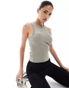 Оливково-зеленая майка в рубчик в рубчик 00-х годов ASOS 4505 Icon Racerback