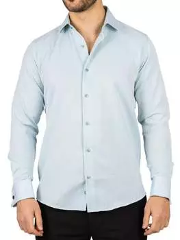 Оливково-зеленая рубашка Oxford с длинным рукавом, стандартный крой, с двойными манжетами TruClothing