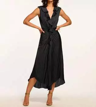 Оливковое платье черного цвета Ramy Brook