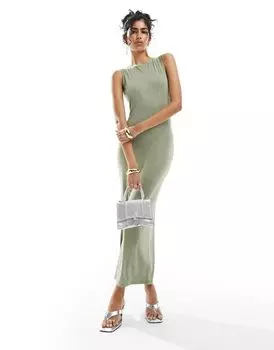 Оливковое платье миди со стразами и стразами 4th & Reckless без рукавов по всей длине 4th & Reckless