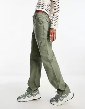 Оливковые брюки карго с язычками ASOS DESIGN
