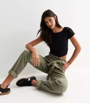 Оливковые джинсы Dayna Paperbag New Look, оливковый