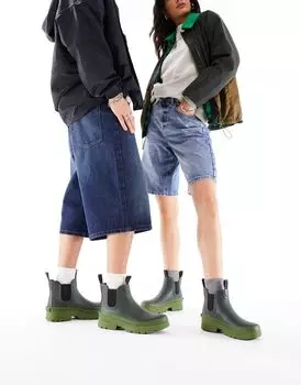 Оливковые резиновые сапоги на массивной подошве Barbour x ASOS Midhurst