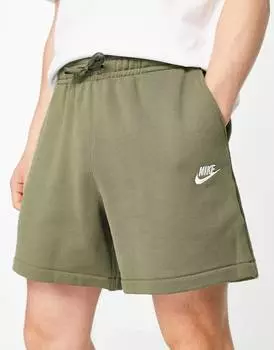 Оливковые шорты из френч терри с петлей сзади Nike club