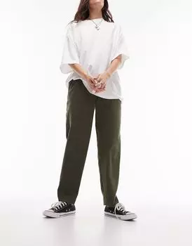 Оливковые вельветовые брюки Topshop